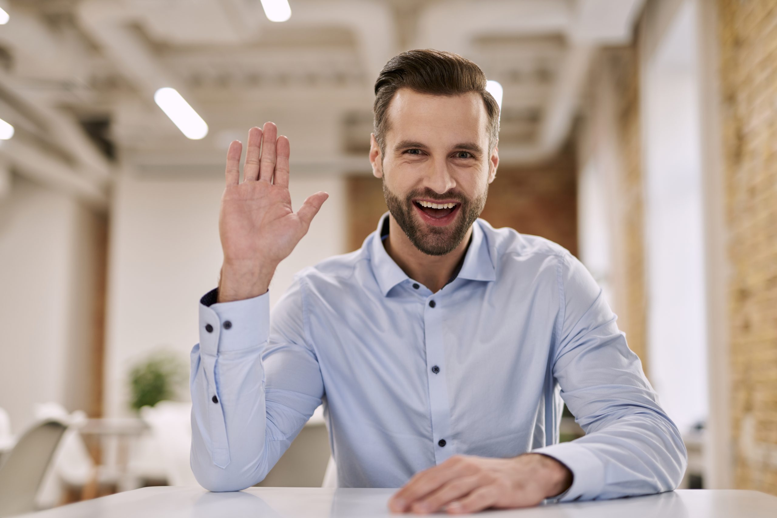 mirthful hr director welcoming new employee to the 2023 11 27 05 23 41 utc 1 scaled